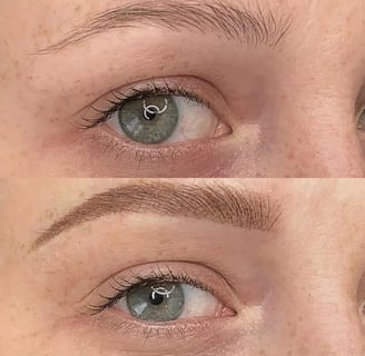 before and after  ombre powder brows