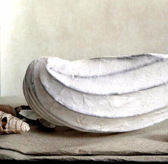 MOLLUSK Muschel aus Papier mediterane Tischdeko Muschelschale Dekoschale Meeresmuschel weiss