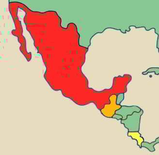 Karte von Mittelamerika mit Mexiko, Guatemala und Costa Rica
