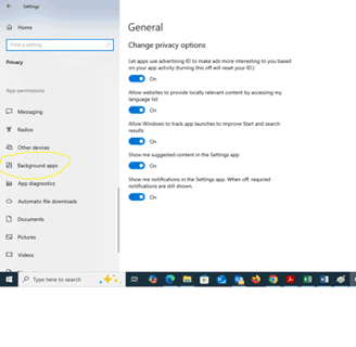 a computer screen showing a list of the settings of the settings