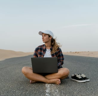 girl sitting on road mean free world of sct member