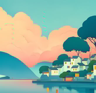 Serene village by the sea