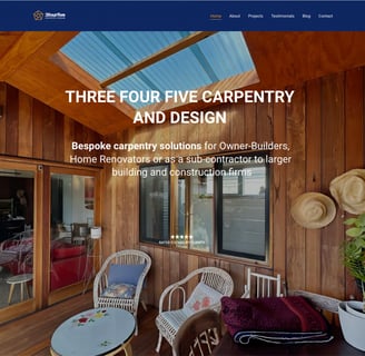 a website page with a picture of a patio with a table and chairs