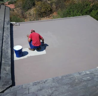 Protective UV coating layer after curing of screed application, Safari Gardens, North West Province