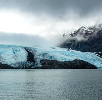 Anchorage, AK - Portage Glacier ice flow spills into the lake