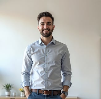 a man standing in front of a laptop computer