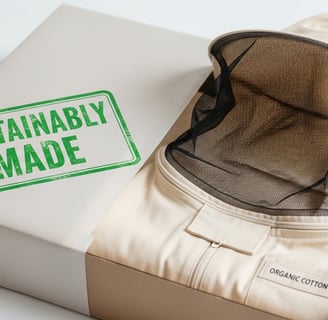 Eco-friendly packaging of beekeeping suits by Heliotrope Bee.