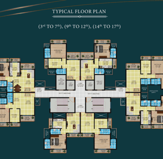 Typical floor plan of ellora emerald 3rd to 7th floor,9th to 12th floor,14th to 17th floor