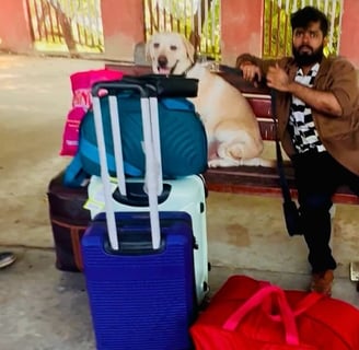 Tanish the founder and LucyFur the chief tasting officer sitting on patna railway station