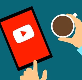 A tablet displaying the YouTube interface, emphasizing mobile access to video content.
