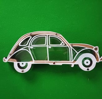 Tirelire 2CV citroen en bois et plexi découpe laser