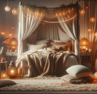 bohemian bedroom with lamp inspiration