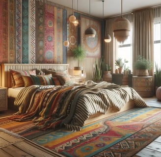 vibrant eclectic boho bedroom