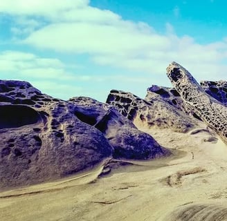 Oregon Coast - Beautiful beaches & rock/lava formations at Shore Acres, Coos Bay