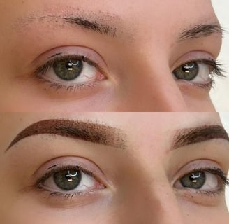 before and after  ombre powder brows