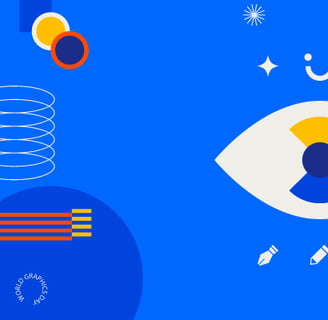 a blue and white graphic of a eyeball