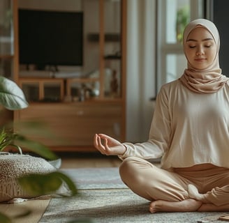 امرأة تتنفس من أجل الاسترخاء