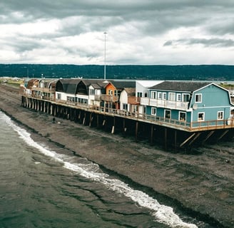 Anchorage, AK - A spit of land off the mainland called Homer Spit, next to Homer Alaska