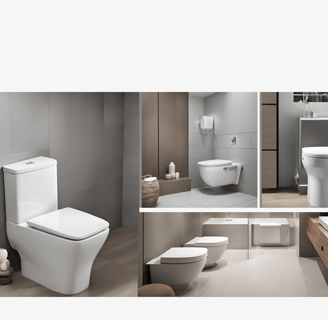 Different styles of toilet cisterns