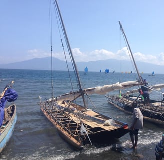 Sailing canoe race, Kenu and Kundu Festival, Alotau, Papua New Guinea, 2015