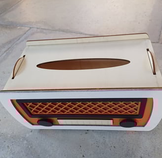 Boite mouchoirs vieux Poste radio vintage en bois découpe laser dxf svg
