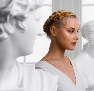Ancient Greek Goddess Adorned in Golden Jewelry