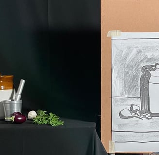 Preparatory drawing for still life