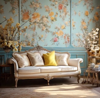 Shabby chic interior with flowers