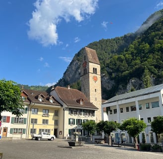 Kirchgasse in Unterseen near Interlaken Switzerland
