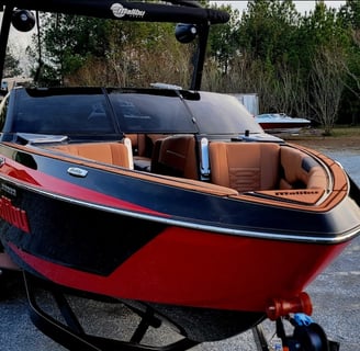 A boat with window tinting from D and P auto detailing