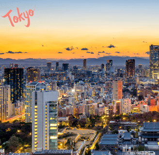 a cityscape of tokyo at night time