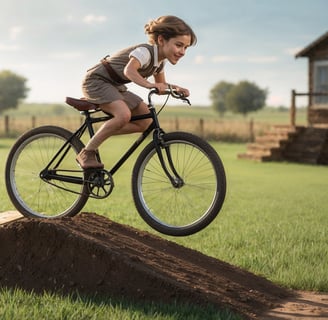 Amelia Earhart as a child riding her Bicycle