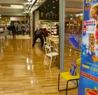 animation maquillage au stand Bouglione, au Centre Commercial Jean Jaurès à Brest