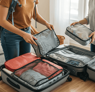 Space-savings travel packing cubes for travel packing essentials