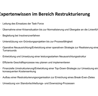 Expertenwissen im Bereich Restrukturierung