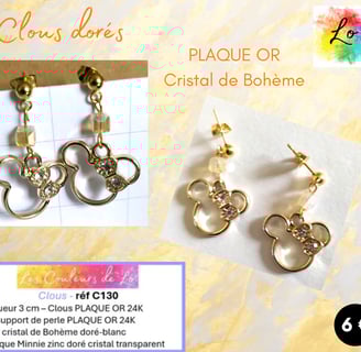 Boucles clous Plaqué or cristal de Bohème Minnie acier cristal Les Couleurs de Lo