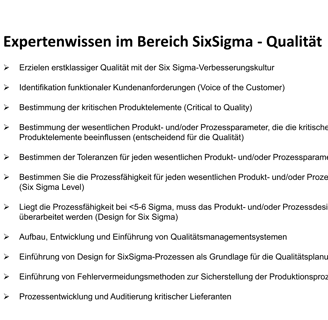 Expertenwissen im Bereich Six Sigma Qualität