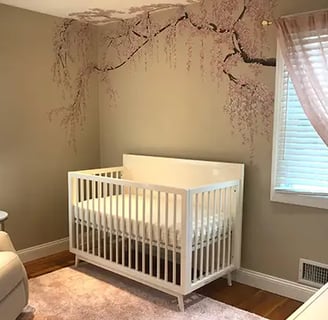 bespoke cherry blossom nursery mural by marcine in union county nj