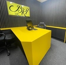 Stunning office with HIMACS geometric desk