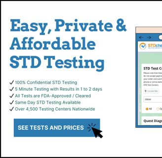 An ad for STD testing. It shows a map of testing centers in Jackson, MS.