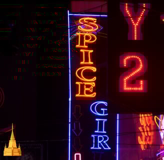 neon signs on a building