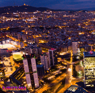 a cityscape of a city at night