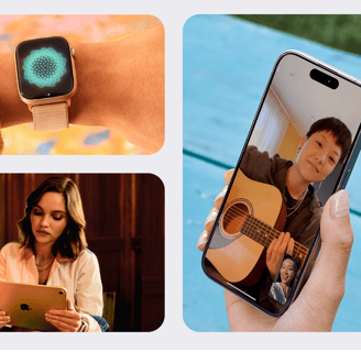 a collage of photos of a woman with a cell phone