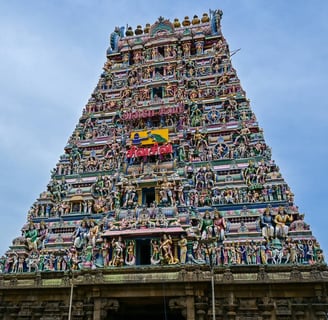 colourful dravidian style gopuram