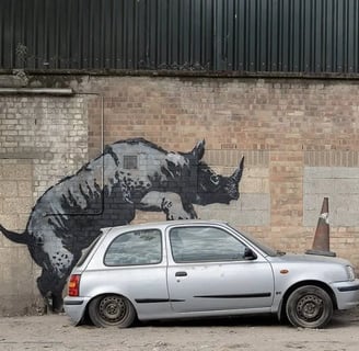 intervenção urbana do artista Banksy
