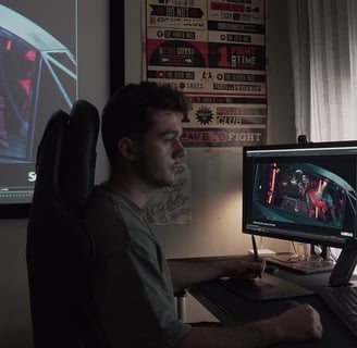 joaquim macho realizando efectos visuales / digitales (VFX) en su estudio