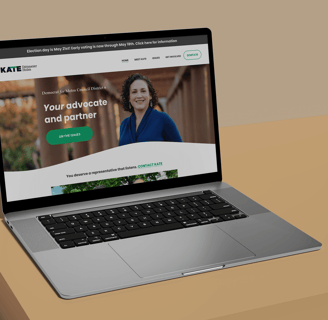 Open laptop with website for a political candidate