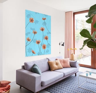 Floral Illustration Wall Art in a Living Room