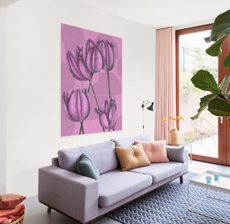 Floral Illustration Wall Art in a Living Room