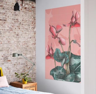 Floral Illustration Wall Art in a bedroom